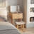 Solid Wood Vanity Set with Stool, Flip Top Mirror, Adjustable Lights and Glass Tabletop-2036865182