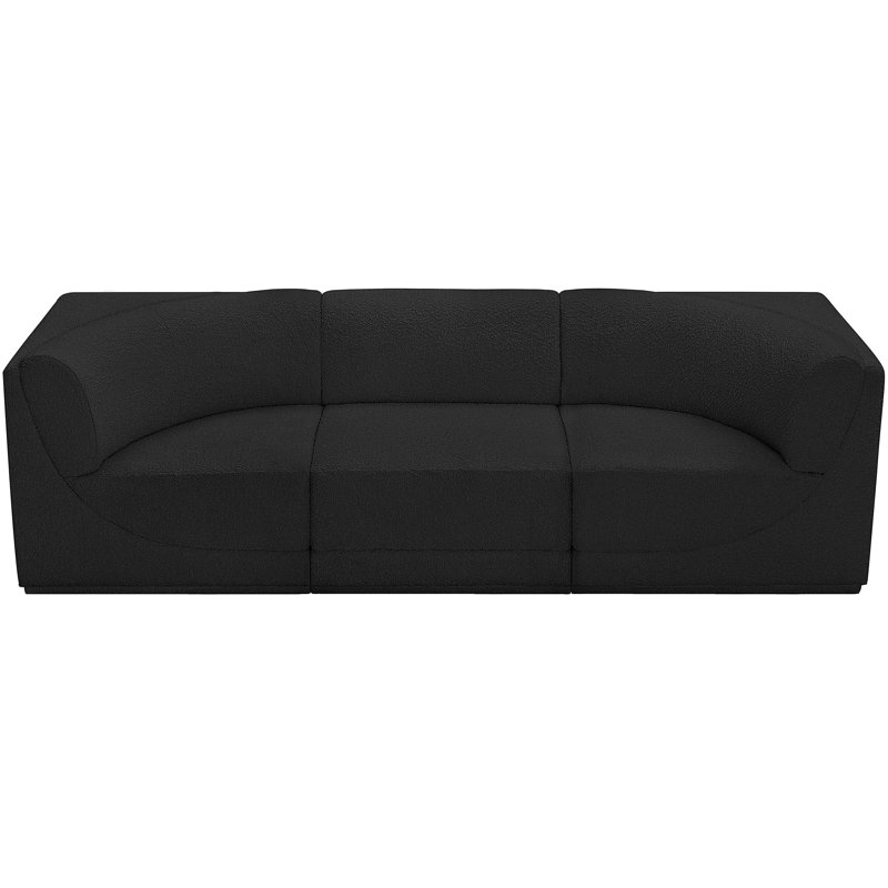 Izick 98'' Upholstered Sofa, Black Boucle Fabric