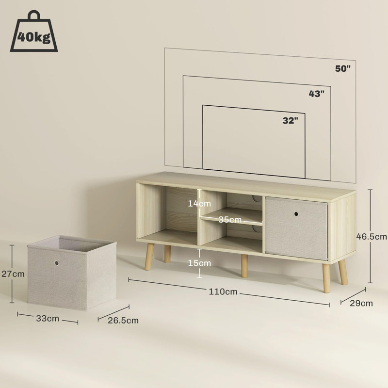 TV Stand for TVs up to 50", Nature Wood Finish