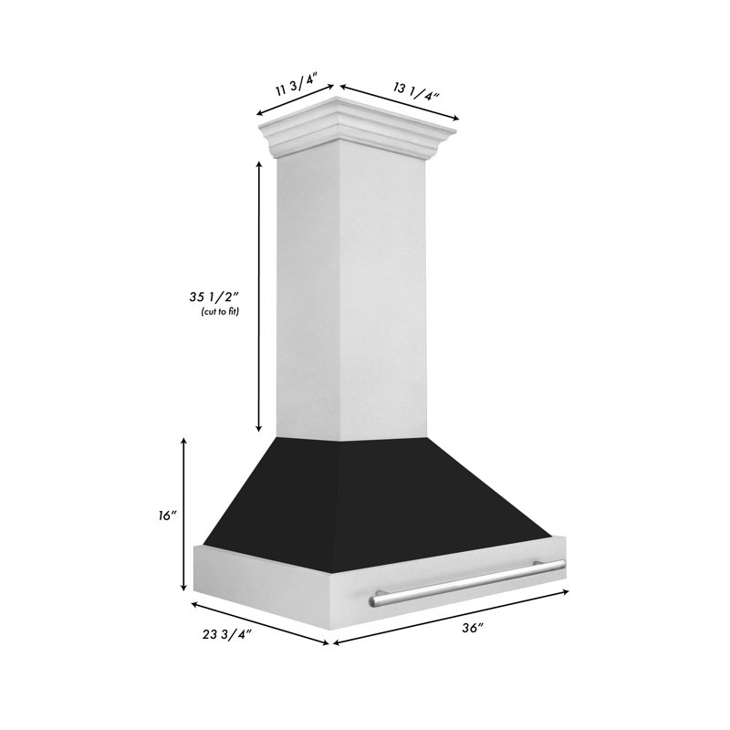 ZLINE 36" Fingerprint Resistant Stainless Steel Range Hood, Satin Stainless Steel/Black Matte