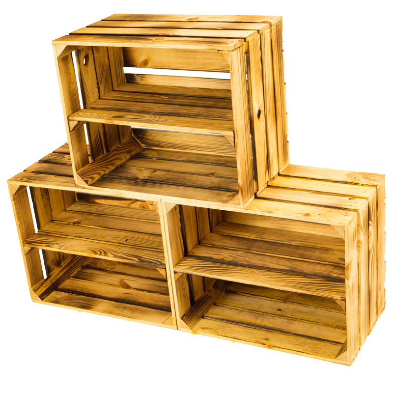 4 Pair Stackable Solid Wood Shoe Rack, Brown