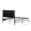 Grand lit plateforme avec tête de lit en tissu blanc avec cadre champagne argenté et noir, système de lattes silencieuses pour les nuits calmes, structure en métal très lourde, installation simple dans la chambre à coucher et silencieux-74550515