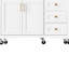 Îlot de cuisine sur roulettes de 52 po. Blanc, texture, étagère à épices, serviette 2 portes, 5 tiroirs, tablette ajustable pour bord de mer de luxe moderne avec chariot de rangement luxueux-451331733