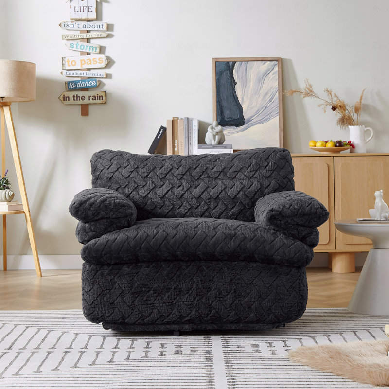 Full Compression Sofa Basic Accent Chair  With Swivel, Black