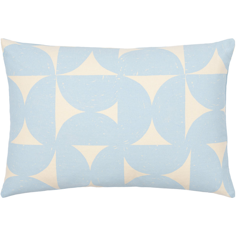 Light Blue and Beige Geometric Cotton Lumbar Throw Pillow