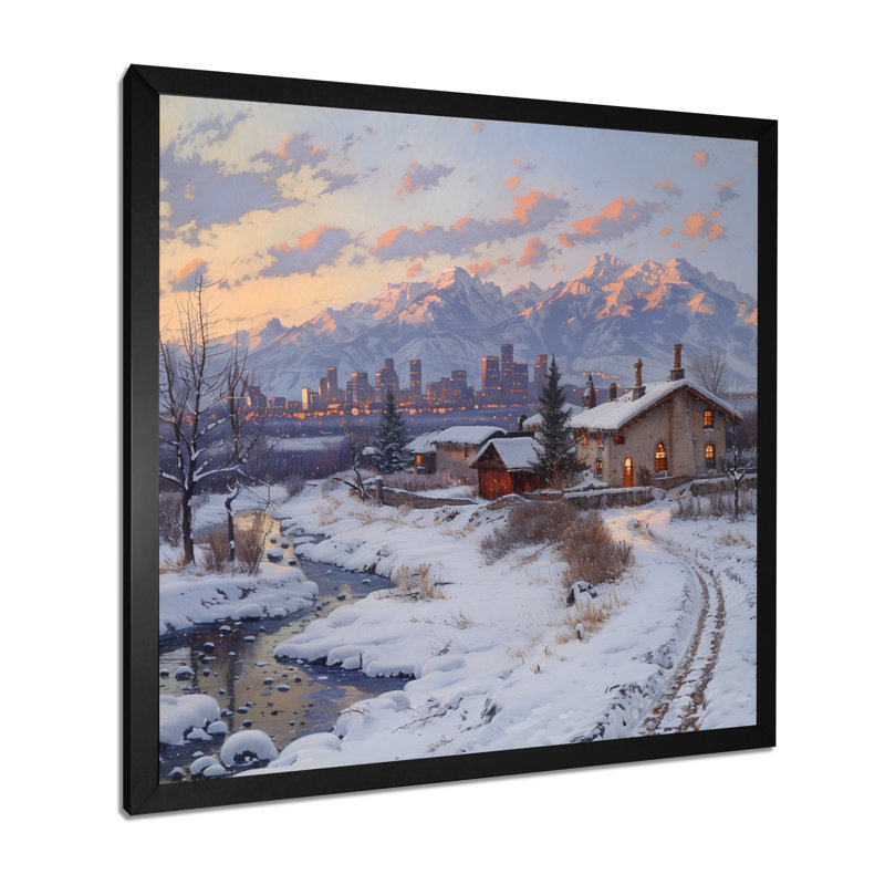 Décoration murale blanc et gris Calgary Winter Morning I - Canada, Toile encadrée noire simple, H 36 po x l 36 po x P 1,5 po
