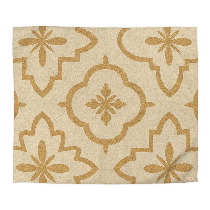 Microfiber Duvet Cover Boho Style, Design 34, King Duvet Cover, Cream
