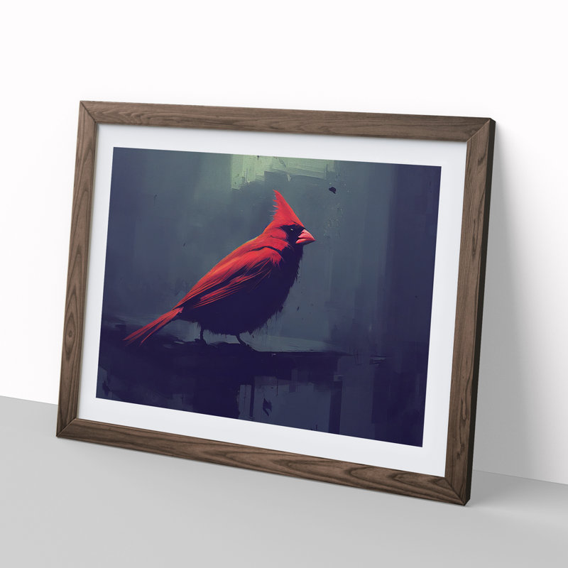 Cardinal Bird Vol.5 - Single Picture Frame Print, 46cm H x 64cm W x 2cm D, Walnut Framed