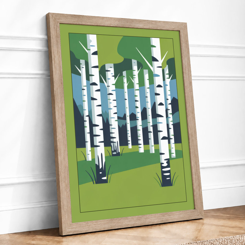 Birch Forest Mid-Century - Framed Print, A1 - 84.1 x 59.4 cm, Oak