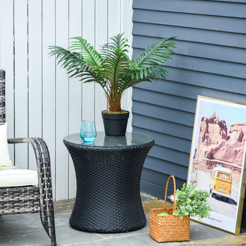 23.62'' Faux Palm Tree in Cement Pot