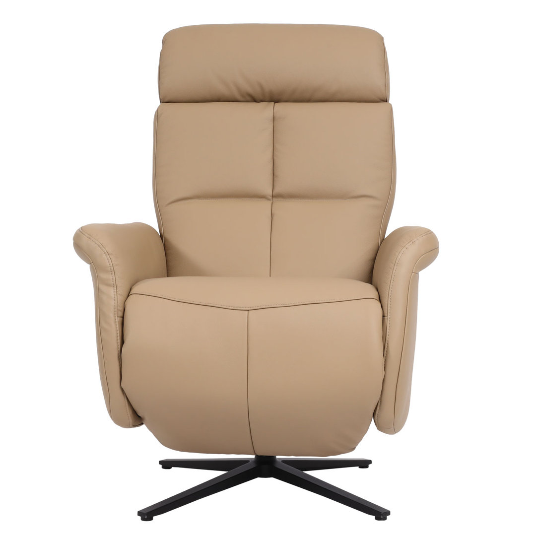 Relaxsessel MCW-L10, Design Fernsehsessel TV-Sessel Liegesessel, Liegefunktion Drehbar, Voll-Leder