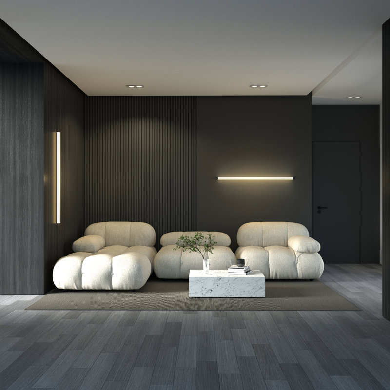 Lampe murale minimaliste linéaire / noire + prise, H 80 po x l 1,5 po x P 1,5 po, Blanc froid (6000K)