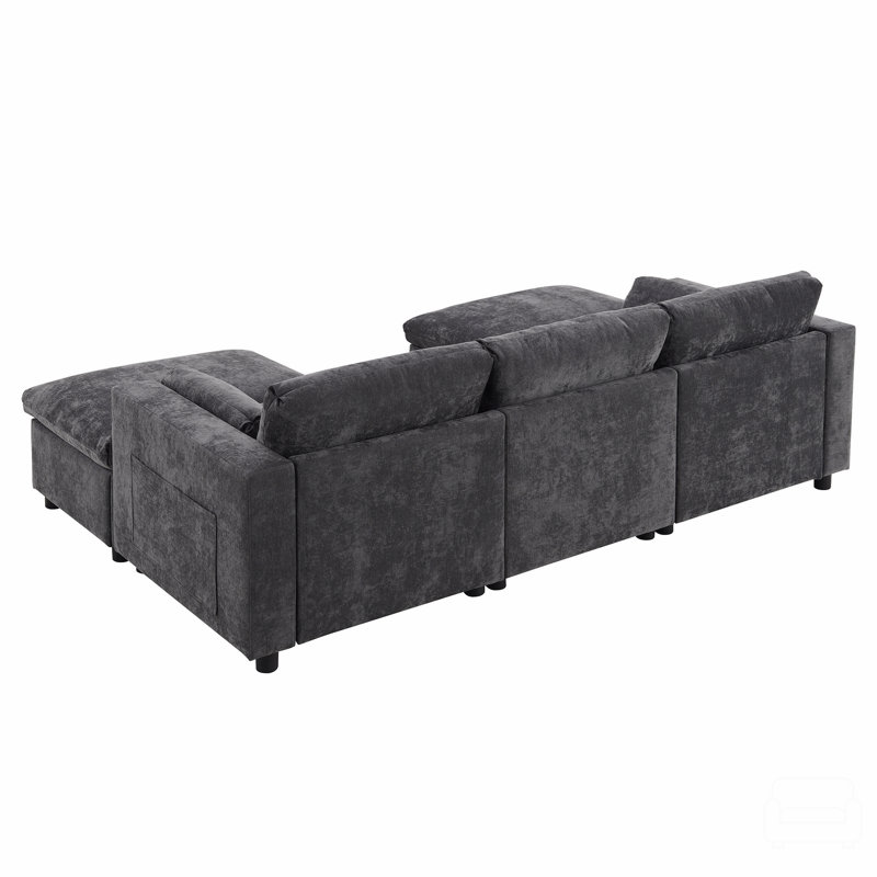 Canapé modulaire 86,5 po Chenille, Chenille grise foncée