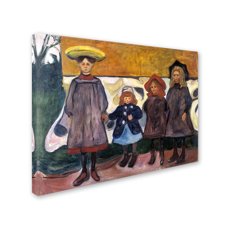 « four filles » par impression sur toile tendue Edvard Munch, H 14 po x l 19 po