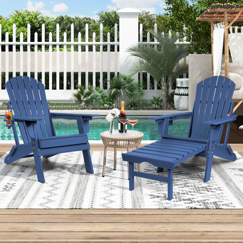 Chaise Adirondack avec repose-pieds Behiye, Marine