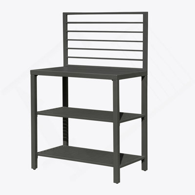 Outdoor Kitchen Island With Storage, Aluminum Kitchen Storage Island Kitchen Food Prep Table With Double Storage Rack, Freestanding Bar Center With Protective Cover Indoor Outdoor