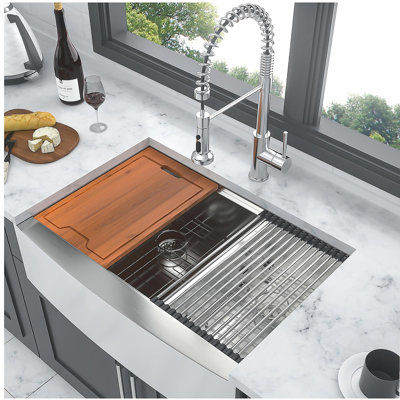 Double Bowl(60/40) Farmhouse Sink Workstation - 33 Inch Kitchen Sink Stainless Steel 16 gauge Apron Front Kitchen Sink - kitchen sink