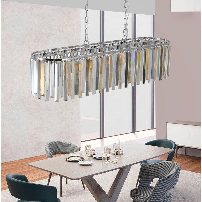 Lustre suspendu géométrique moderne en cristal en or sable et noir