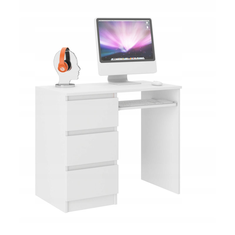 Annalyssia Computer Table, Highgloss Sand Grey