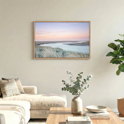 Ensemble de 1 tableau sur toile représentant un coucher de soleil sur la côte