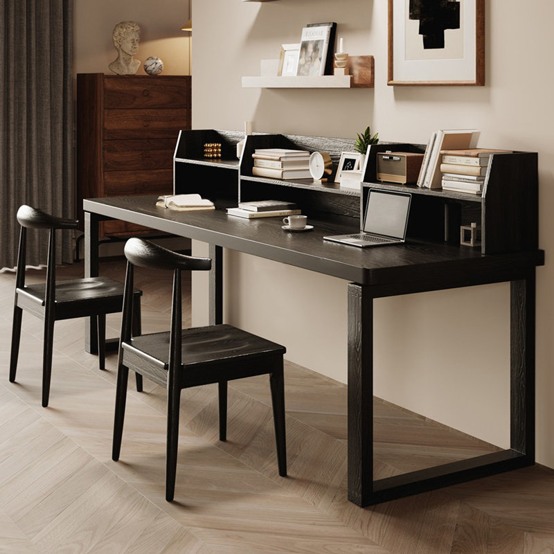 Bureau d'écriture rectangulaire en bois massif noir, H 29,53 po x l 70,87 po x P 23,62 po