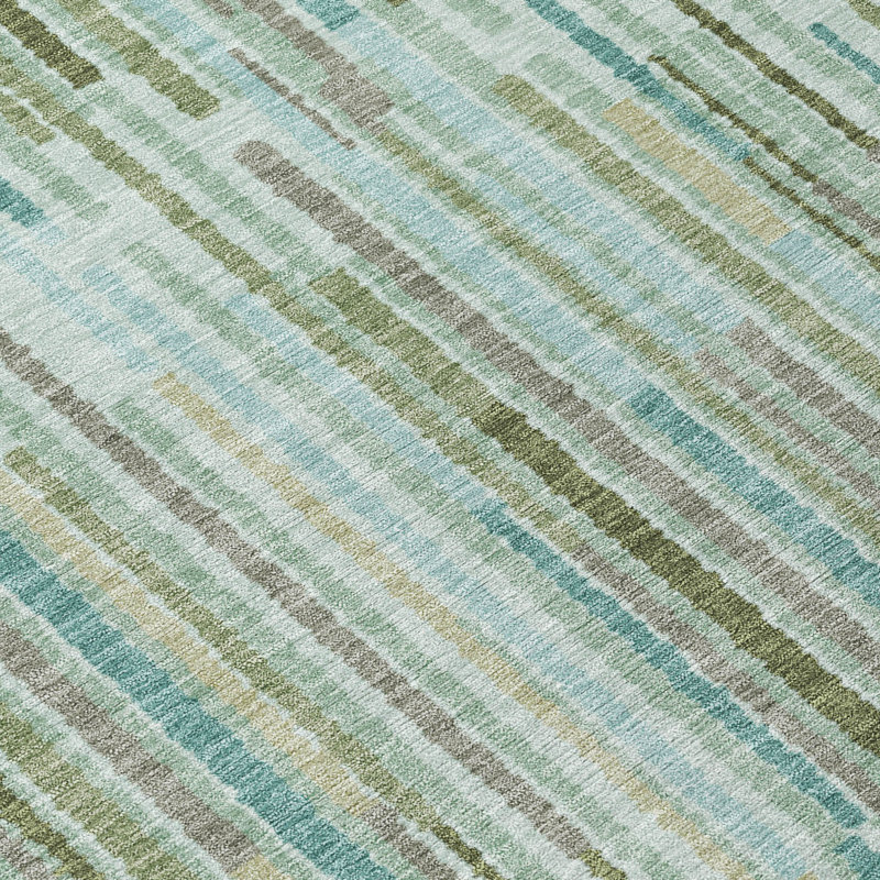 Machine Washable Indoor/Outdoor Xhevrie Aloe Rug, Rectangle 3' x 5'