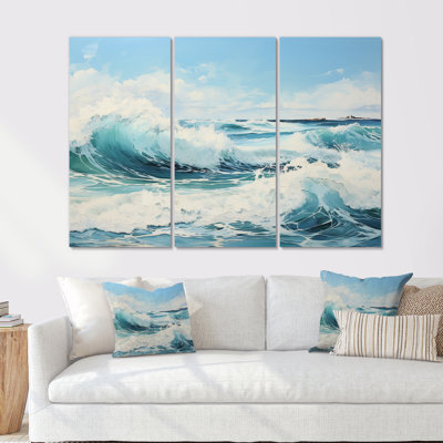 Aquarelle tempête côtière océan I - ensemble de reproductions d'art mural océan côtier