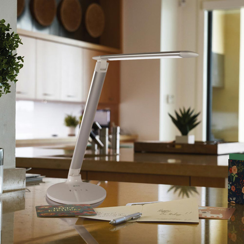 OttLite Command LED Desk Lamp with Voice Assist - Google Home and Amazon Alexa Compatible, USB