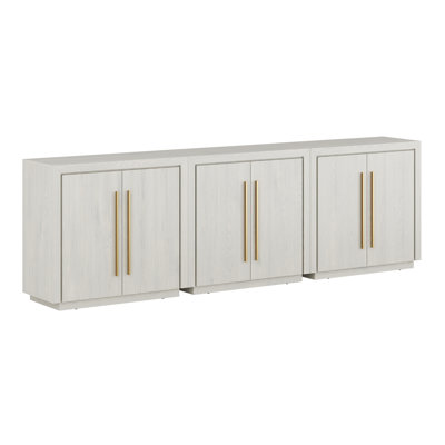 Set of 3 Modular Sideboard with Storage & Adjustable Shelves, White Sand by Latitude Run