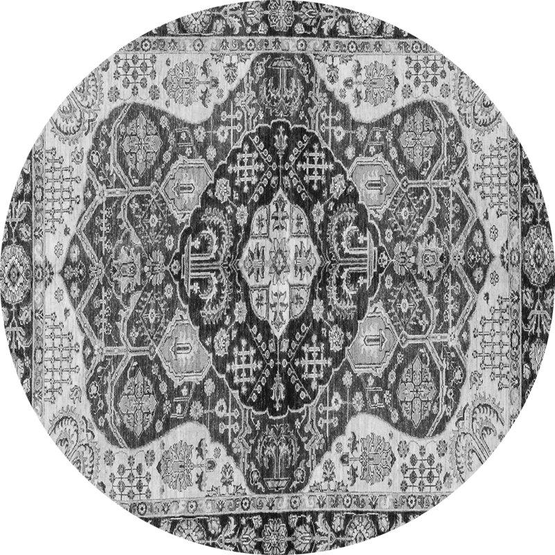 Tapis oriental gris tissé à la machine, Rond 7 pi