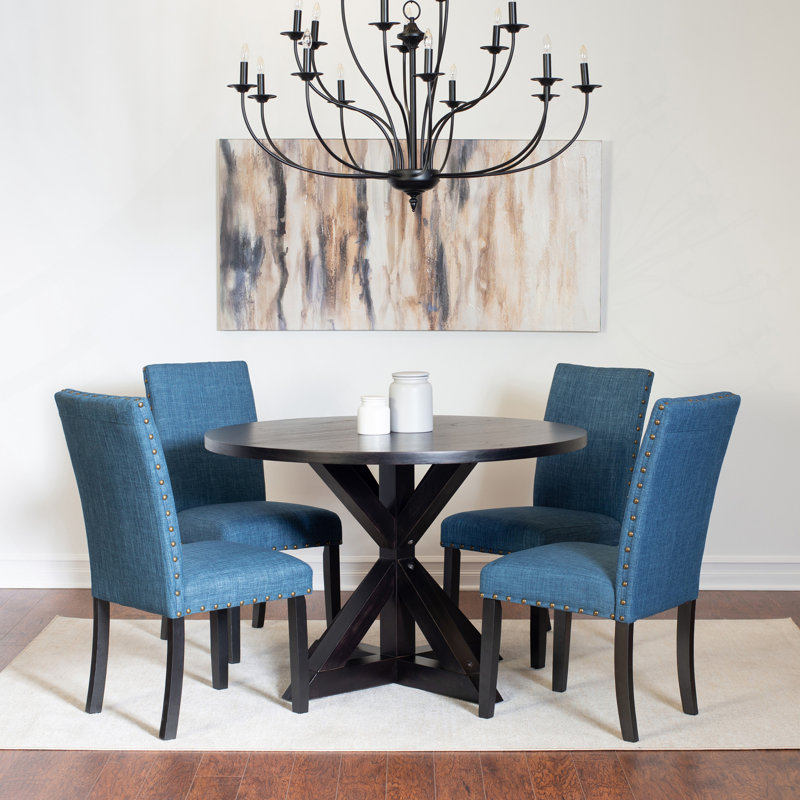 Ensemble de salle à manger 5 pièces Mytzi avec 4 chaises élégantes, Bleu