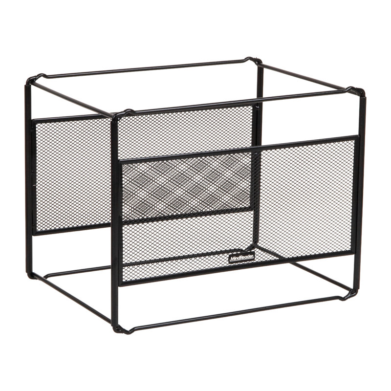  Hanging File Folder Organizer, Desktop Organizer, Storage, Office, Metal Mesh, 13"L x 9.75"W x 10.25"H, Black