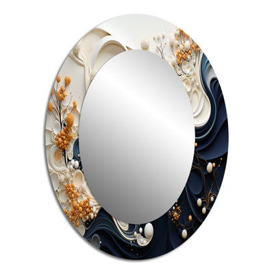 Liquid Ink Spiralscape III - Gold Oval Wall Mirror Decor