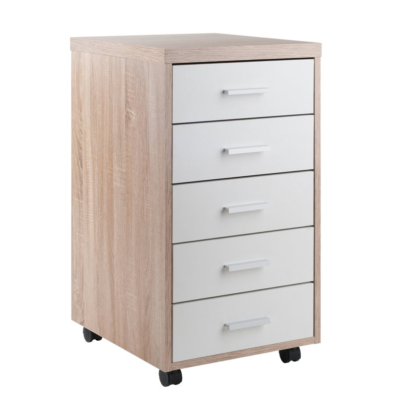 Classeur mobile à 5 tiroirs Kenner, blanc et sable, H 29,25 po x l 15,75 po x P 17,75 po
