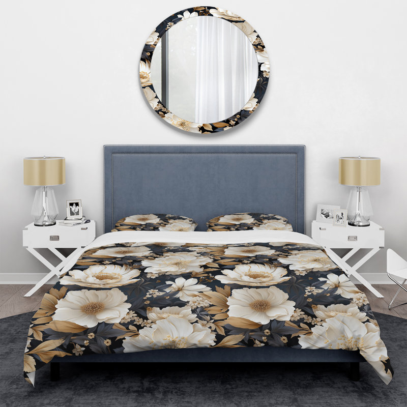 Magnifique ensemble de housse de couette floral Magnolia Blooms I, Housse de couette simple + 1 taie décorative stan