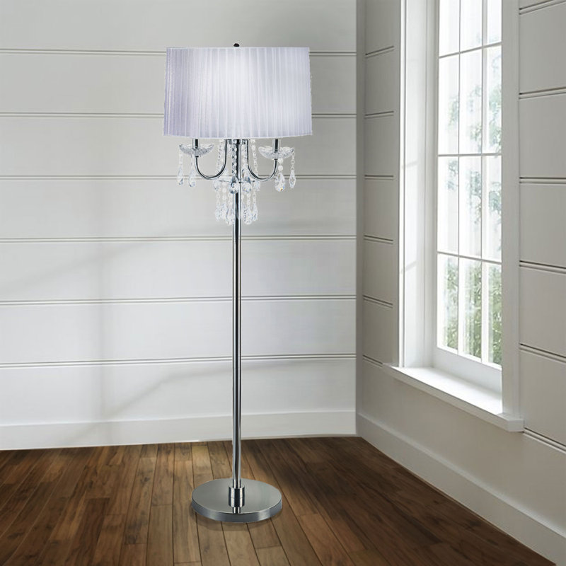 Mclaren 62.5'' Chrome Traditional Floor Lamp, White