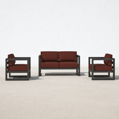 Smith 3 Piece Sofa Seating Group with Sunbrella Cushions