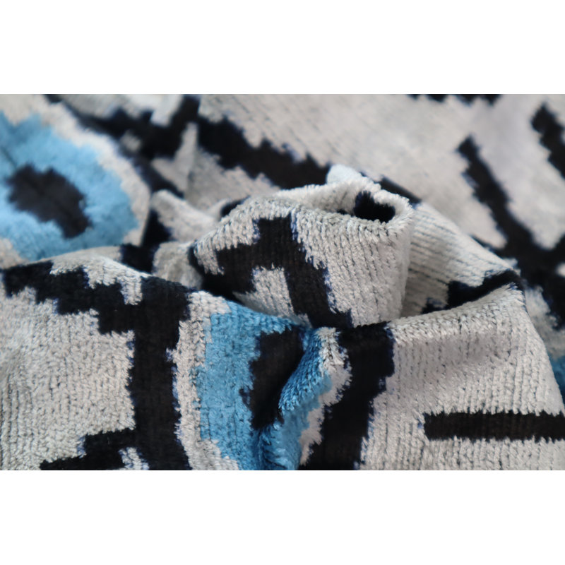 Velvet Rectangular Pillow Cover & Insert, Light Gray Geometric