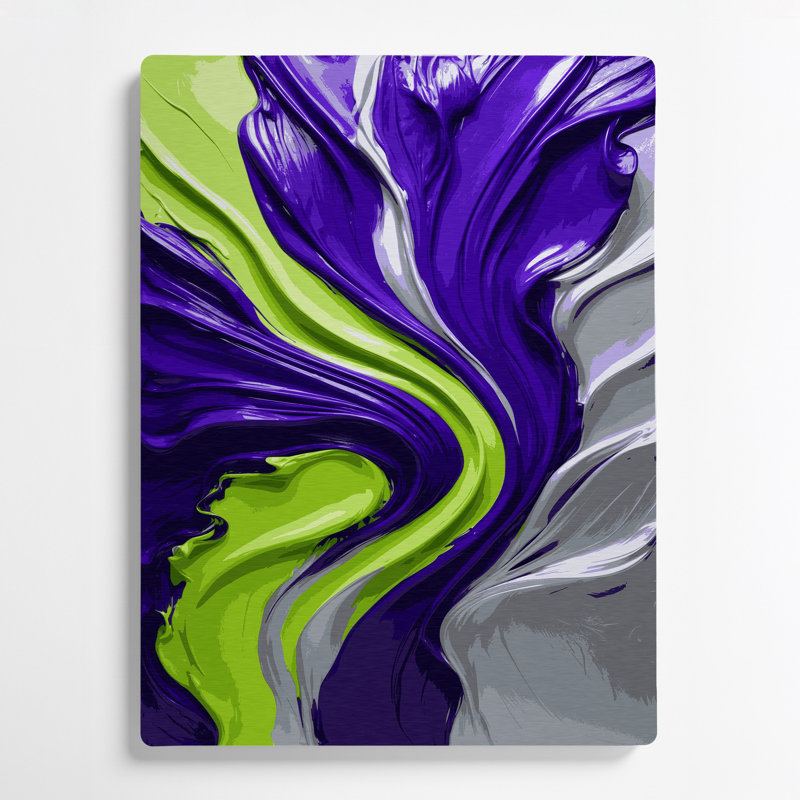 Abstrait couleur champ 48, art mural en métal mauve, H 11 po x l 14 po