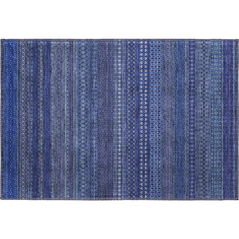 Premium Machine Washable Cerrito AMF527 Navy, Rectangle 1'8" x 2'6"