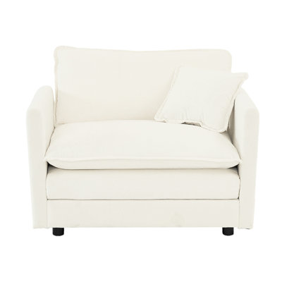 Chaise d'appoint 2 places, rembourrage en chenille haute, chaises d'appoint de salon blanches, structure en bois massif, revêtement luxueux, 2 chaises rembourrées avec coussin décoratif, tissu respirant stable, rembourrage en éponge