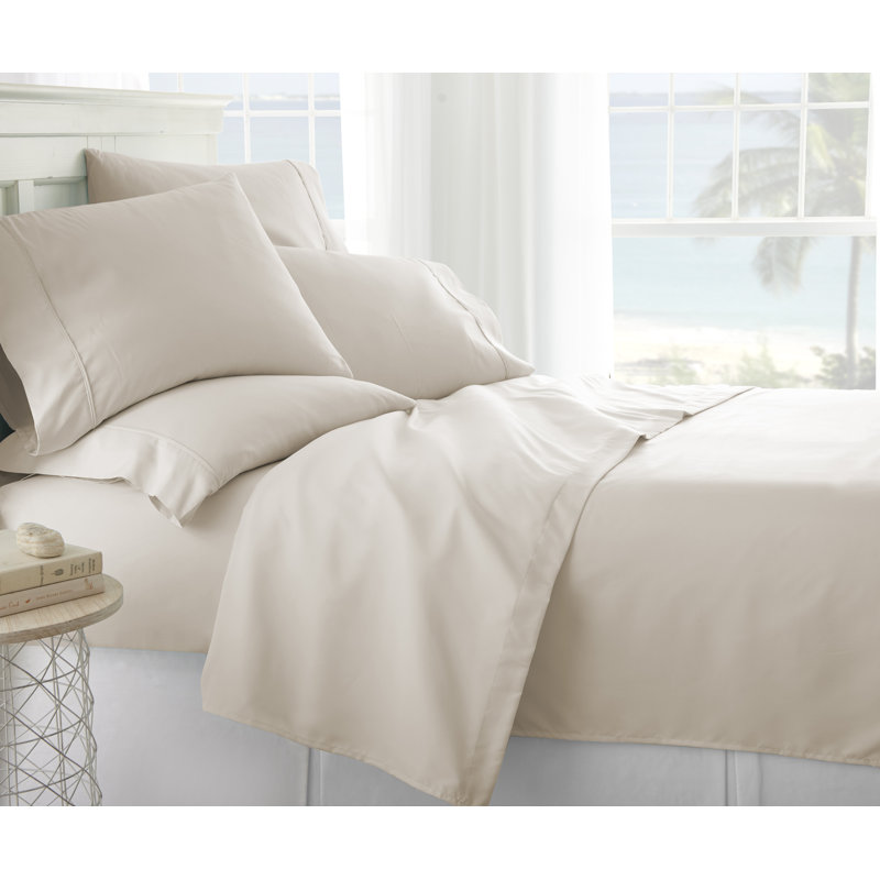 Simply Soft Brushed Microfiber Solid 6 Piece Sheet Set, Cream, King Sheet Set + 1 Fitted Sheet + 2 Pillowcases