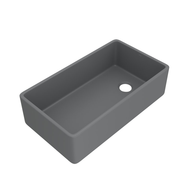 Allia 36" Fireclay Single Bowl Apron Front Kitchen Sink, Satin Gray