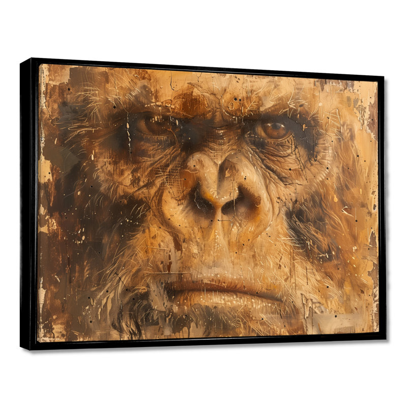 Décoration murale noire et brune antique Bigfoot II - Bigfoot, Toile avec cadre flottant noir, H 12 po x l 20 po x P 1 po