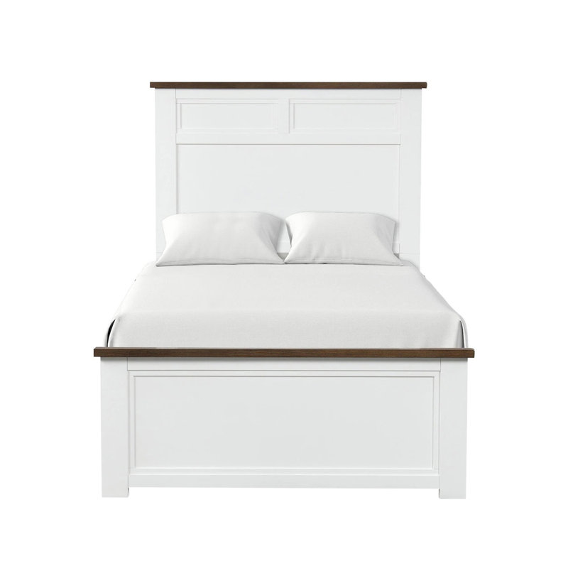Lit en bois avec panneaux encastrés , Simple, Blanc