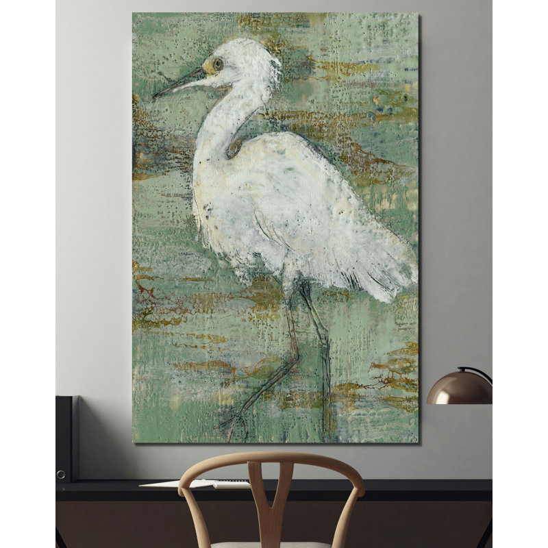 " Textured Heron I ", 12" H x 8" W x 1.5" D, Wrapped Canvas