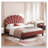 Upholstered Platform Bed with Flower Pattern Velvet Headboard-449336366-449336367