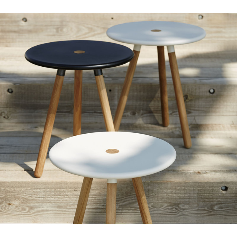 Area Outdoor Round Teak Side Table, Lava Gray