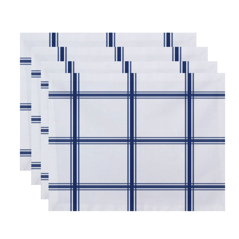 Ensemble de napperons géométriques 4 pièces à motif écossais Arlene, Bleu
