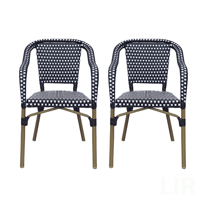 Chaise BISTRO (ensemble de 2), chaise, Noir / blanc / brun